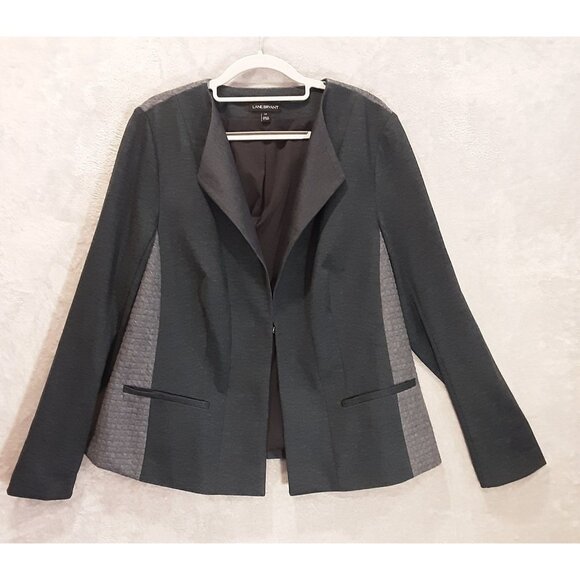 Lane Bryant Jacket Womens 14 gray color block textured career special occasion - Picture 1 of 12